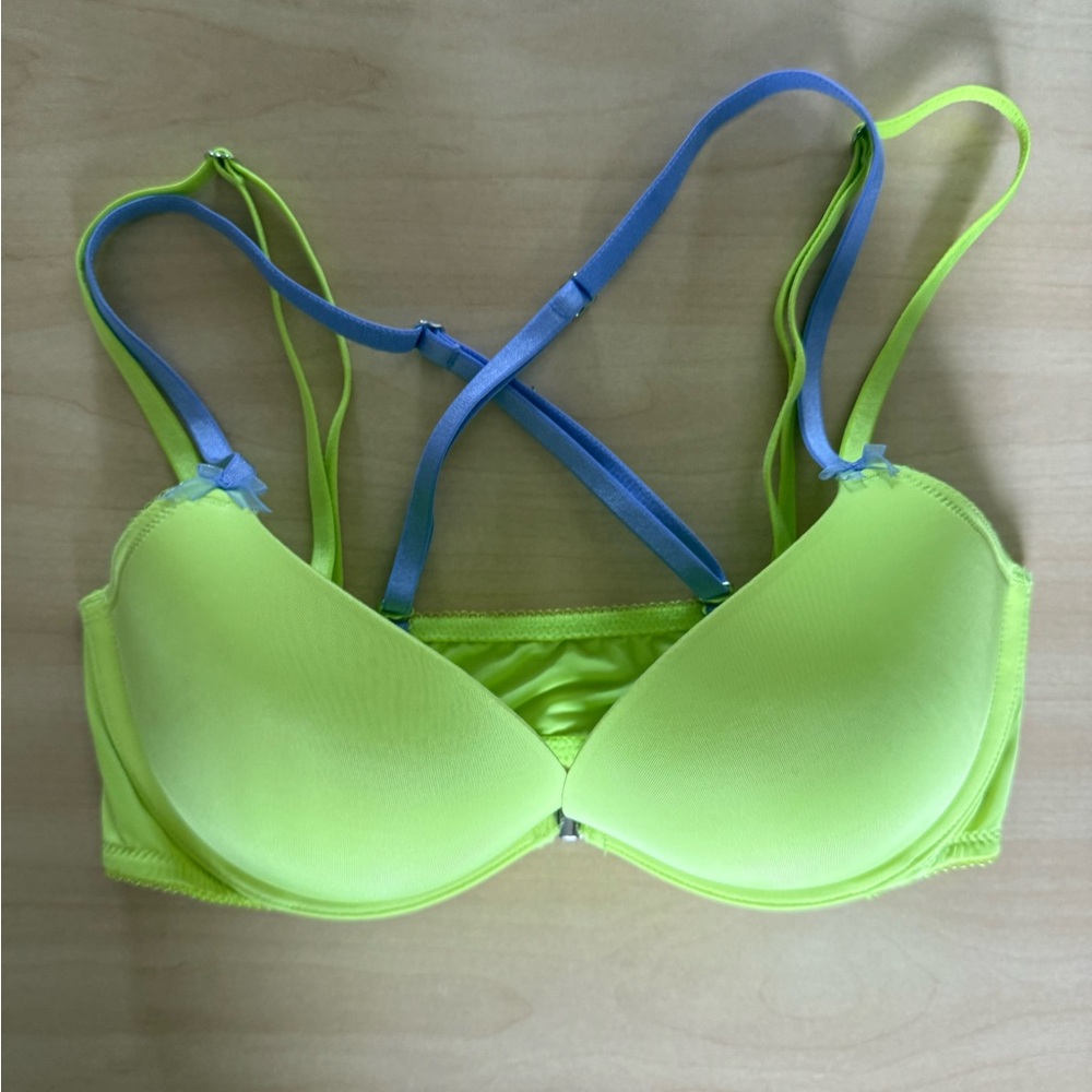 Victoria's Secret Neon Yellow and Blue Bra - Picture 2 of 4